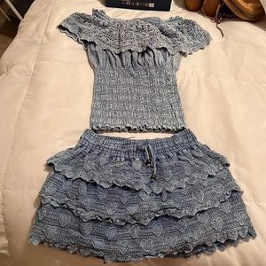 Blue ruffle skort set